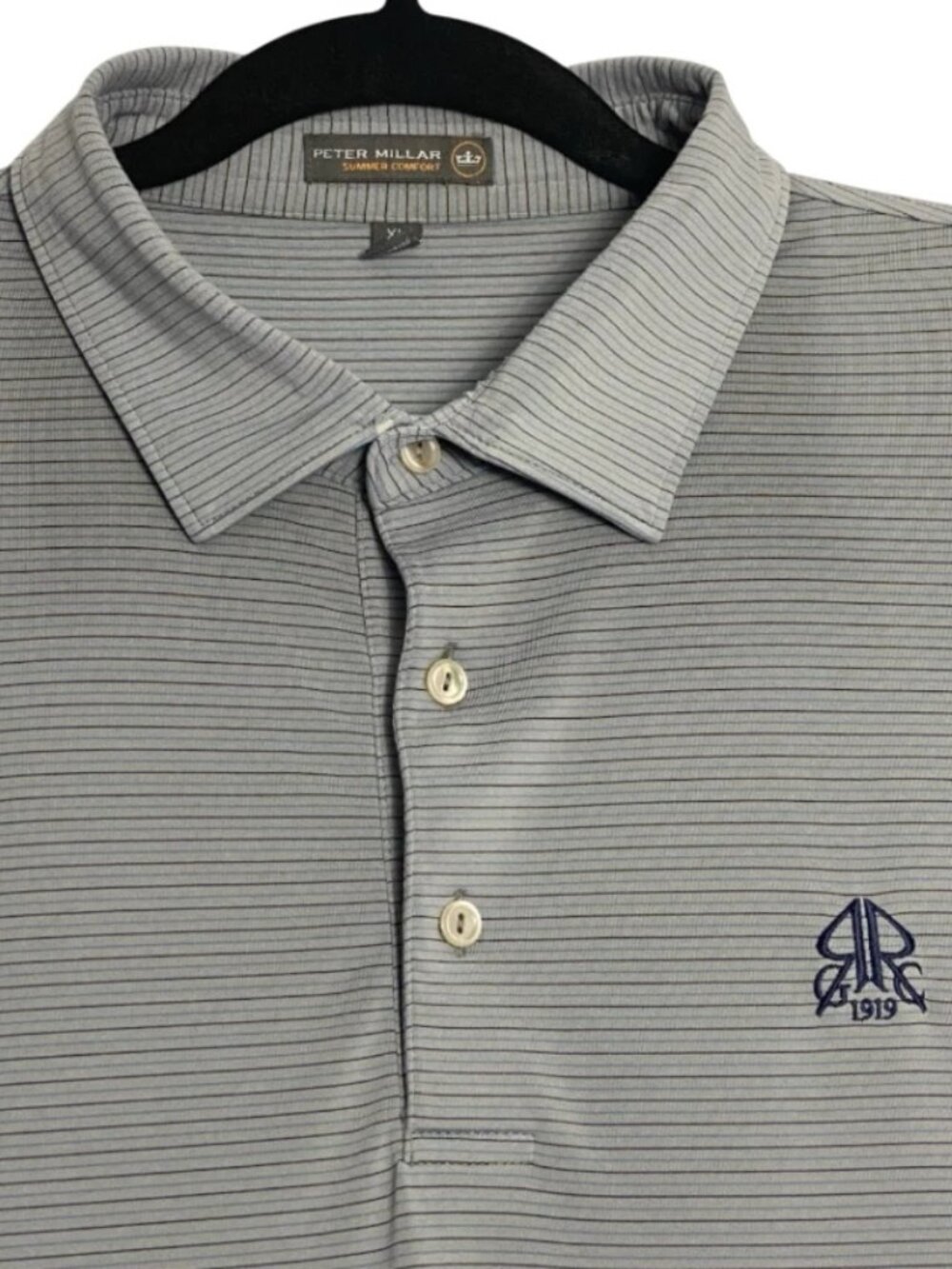 Peter Millar Summer Comfort Rolling Road Golf Club Gray Polo Shirt Mens Size XL
